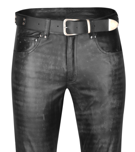 Lederjeans schwarz antik